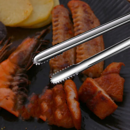 304 Stainless Steel Barbecue Tongs with Serrated Gripping Ends, 19.3-29cm Sizes
