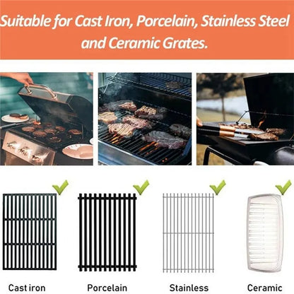 BBQ Grill Brush, Three-Layer Wire Bristles, 46.5cm, for Cast Iron, Porcelain, Stainless Steel and Ceramic Grates