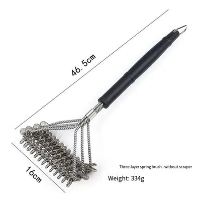 bbqdeals BBQ Grill Brush, Three-Layer Wire Bristles, 46.5cm, for Cast Iron,