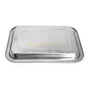 Stainless Steel BBQ Food Tray for Grilled Fish, Rectangular Silver Tone