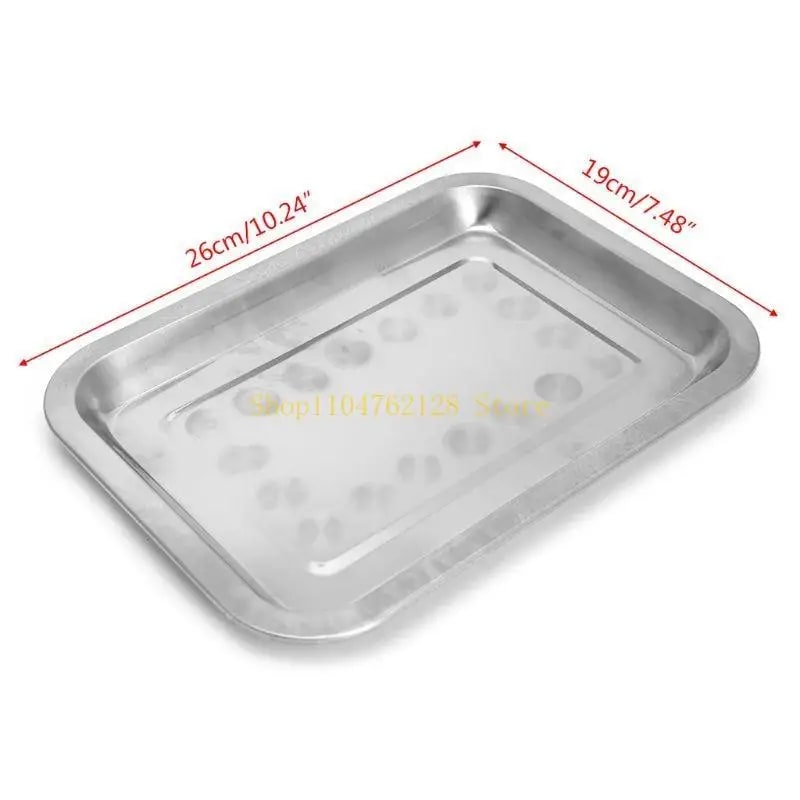 Stainless Steel BBQ Food Tray for Grilled Fish, Rectangular Silver Tone - K1YE5AC300706-01