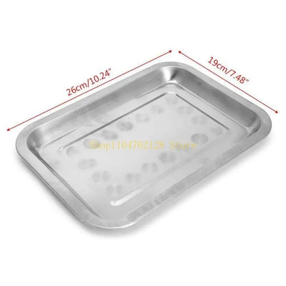 Stainless Steel BBQ Food Tray for Grilled Fish, Rectangular Silver Tone - K1YE5AC300706-01