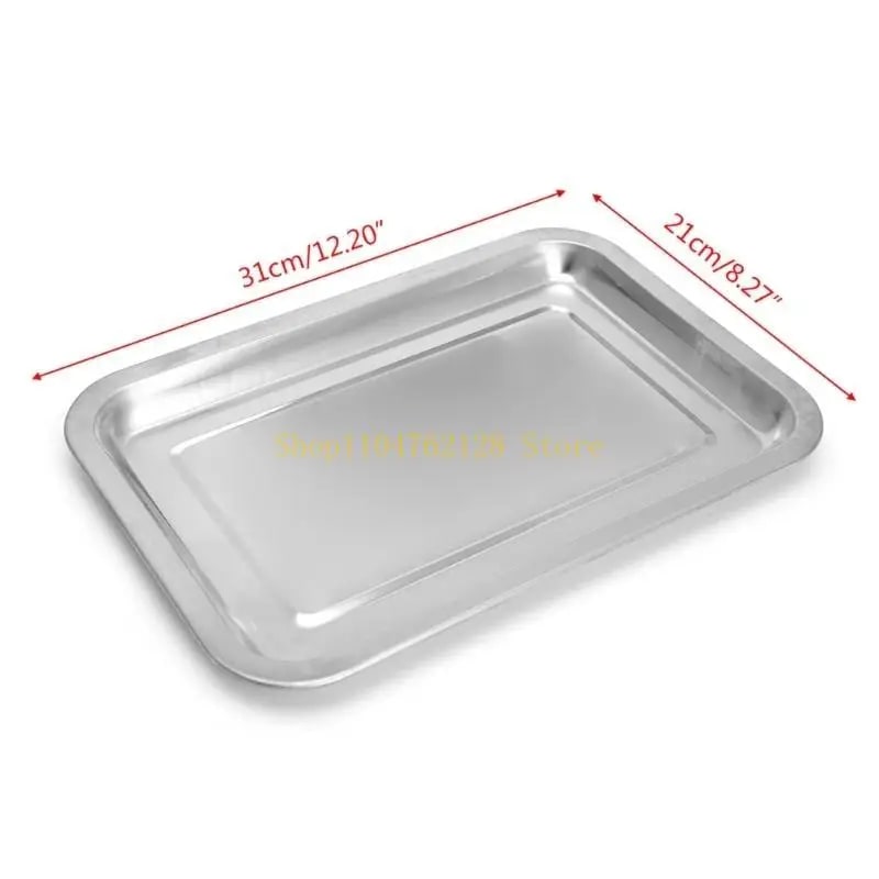 Stainless Steel BBQ Food Tray for Grilled Fish, Rectangular Silver Tone - K1YE5AC300706-02
