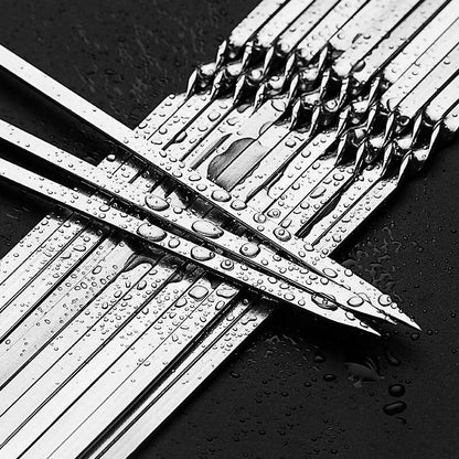 Stainless Steel BBQ Skewers, Reusable Kebab Forks, 28cm or 33cm, 5 to 25 Piece Sets