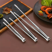 304 Stainless Steel BBQ Tongs, Serrated Food Serving Clips, S-M-L
