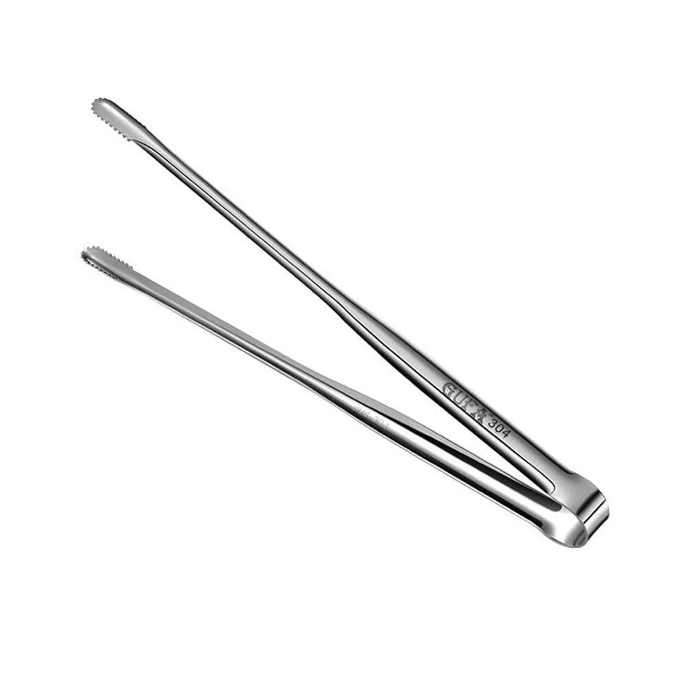 304 Stainless Steel BBQ Tongs, Serrated Food Serving Clips, S-M-L