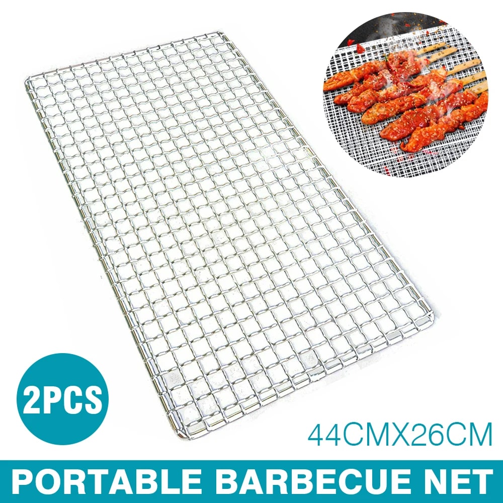 Metal BBQ Grill Mesh 50 x 38cm for Charcoal Barbecues, Vegetables and Seafood