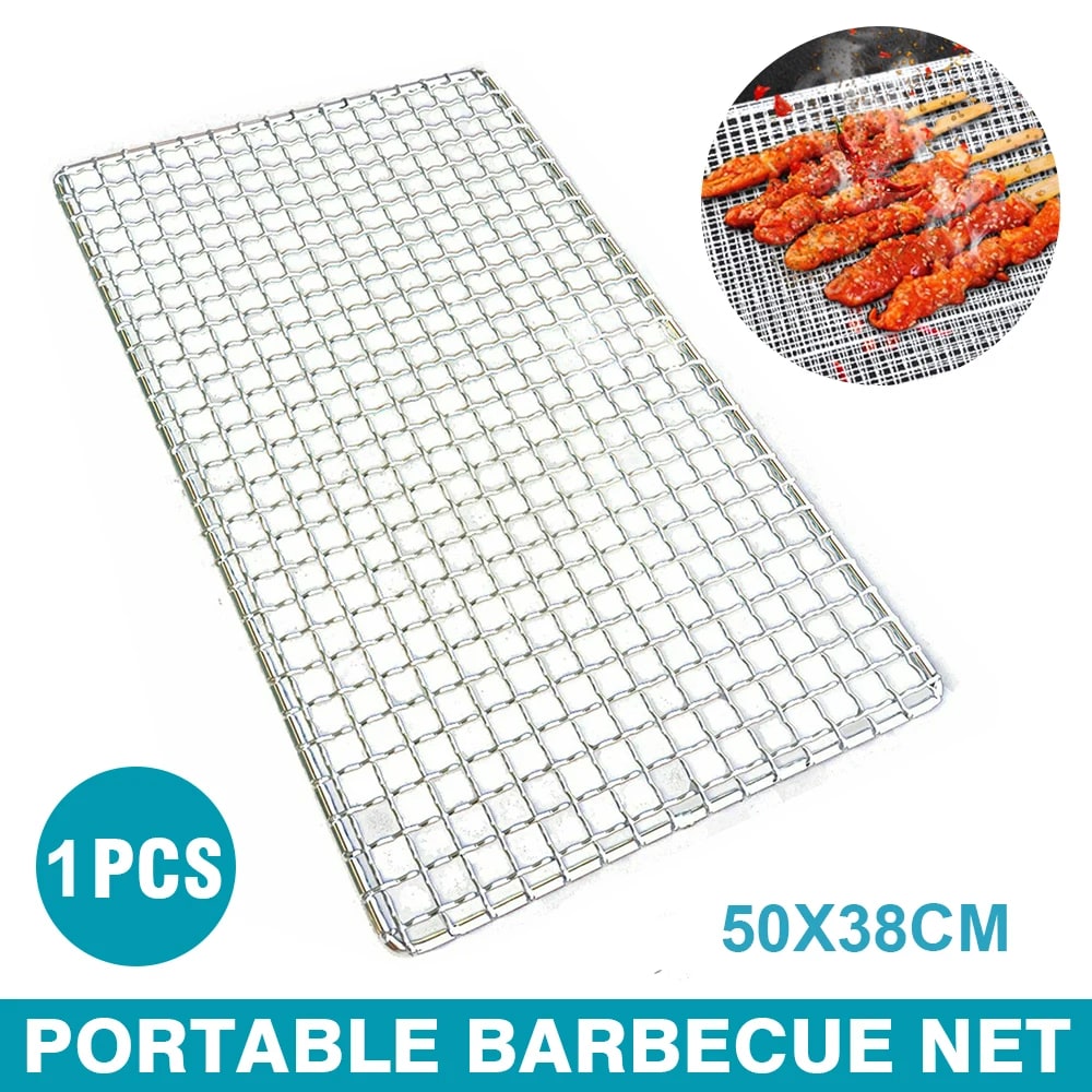 Metal BBQ Grill Mesh 50 x 38cm for Charcoal Barbecues, Vegetables and Seafood - 1 pcs
