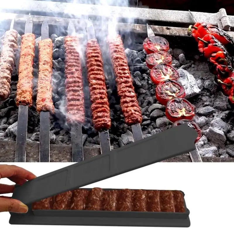 Plastic Kebab Press Maker Mould for Barbecue Skewers, 29.2cm, White or Black