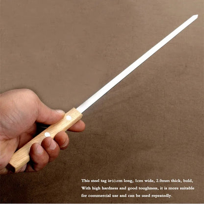 60cm Metal BBQ Skewers with Wooden Handles, Carry Bag, 6 or 12 Pack
