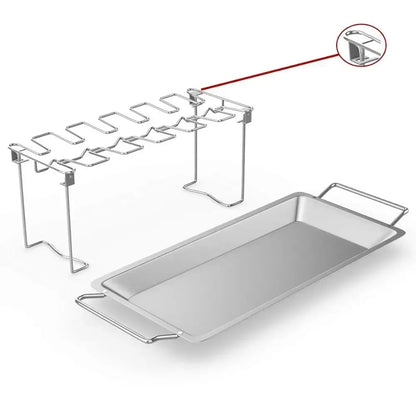 Stainless Steel Chicken Wing and Leg Rack with Shelf or Tray Options