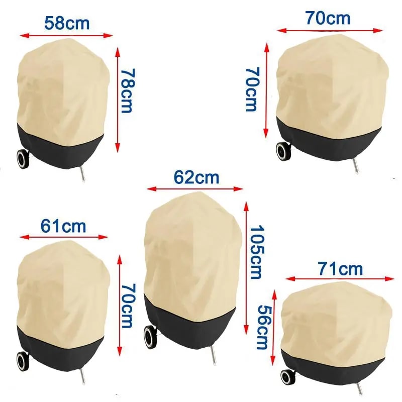 210D Oxford Cloth BBQ Cover, Waterproof Outdoor Barbecue Cover, 5 Sizes