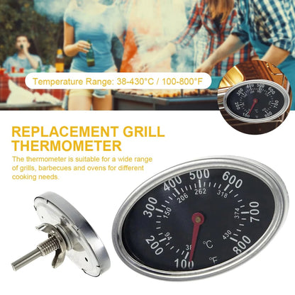Replacement Grill Temperature Gauge Metal Barbecue Thermometer 74 x 47 mm