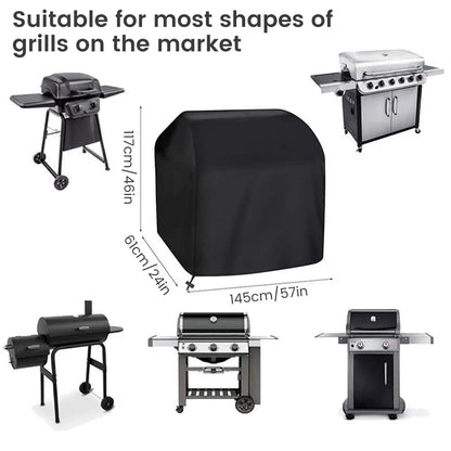 BBQ Grill Cover 145 x 61 x 117cm Black Waterproof Dustproof Fabric