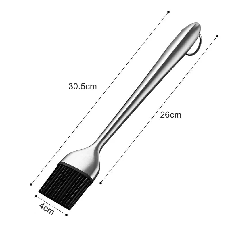 Silicone BBQ Basting Brush with Stainless Steel Handle, 20cm or 30.5cm - Large