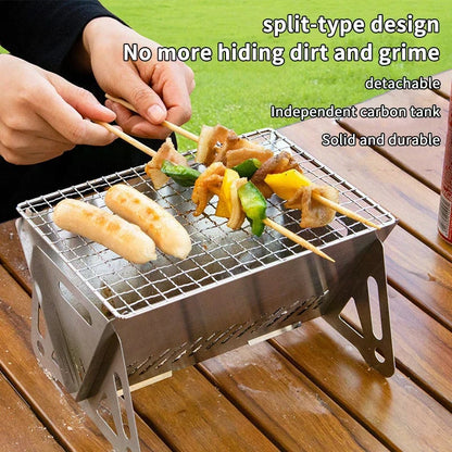 Portable Folding Stainless Steel BBQ Grill with Grill Rack, 3 Size Options