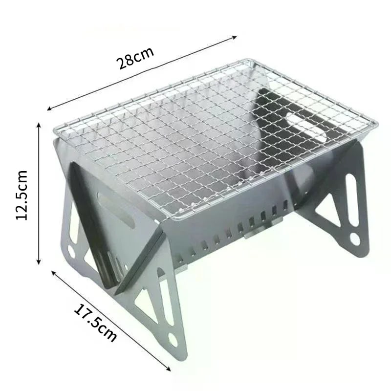 Portable Folding Stainless Steel BBQ Grill with Grill Rack, 3 Size Options