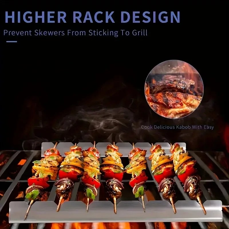 BBQ Skewer Holder Rack, Stainless Steel, About 30cm