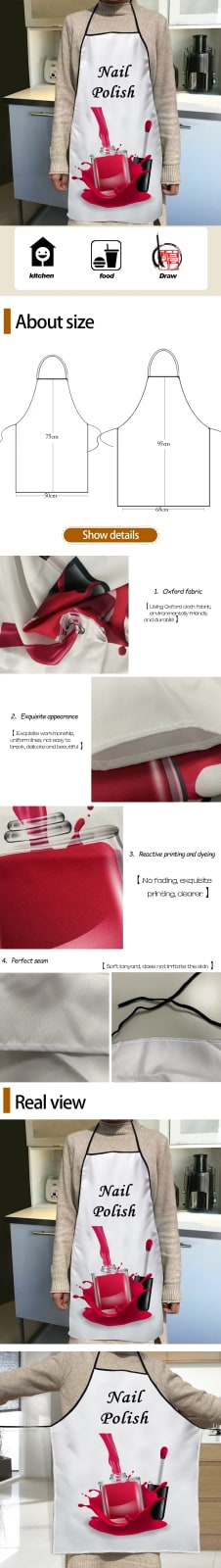 BBQ Bib Apron, Printed Cotton Non-Woven Sleeveless Apron, 4 Sizes