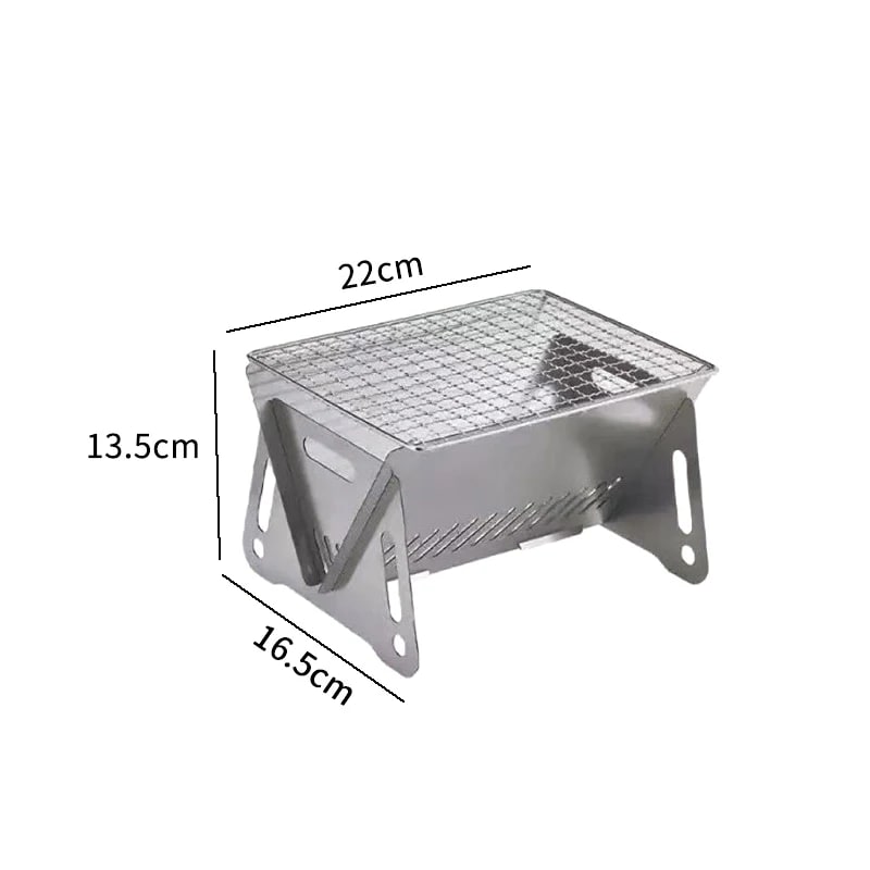 Portable Folding Stainless Steel BBQ Grill with Grill Rack, 3 Size Options - 1