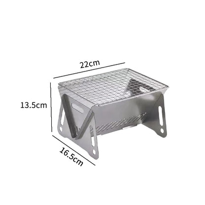 Portable Folding Stainless Steel BBQ Grill with Grill Rack, 3 Size Options - 1
