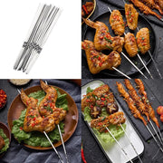 10-Piece Metal BBQ Skewer Fork Set, Reusable Grill Sticks, 27.2cm or 27.5cm