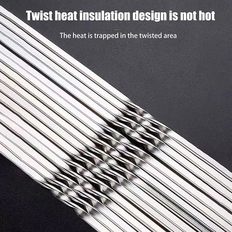 10-Piece Metal BBQ Skewer Fork Set, Reusable Grill Sticks, 27.2cm or 27.5cm