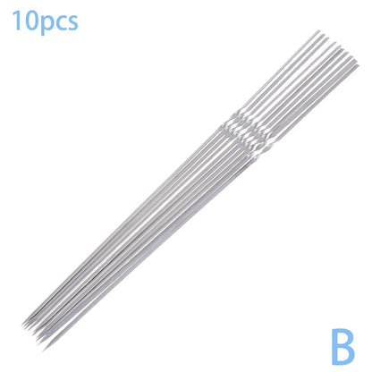 10-Piece Metal BBQ Skewer Fork Set, Reusable Grill Sticks, 27.2cm or 27.5cm - B 27.5cm