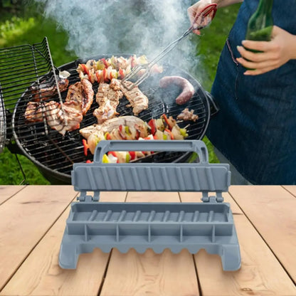 Manual Kebab Maker Press, Plastic Grilled Meat Skewer Shaper, Grey and White, 2 Piece