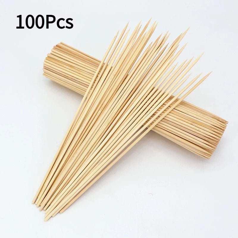 Disposable Bamboo Skewers, 100 Pack, 15-30cm Sizes for BBQ, Fruit and Snacks