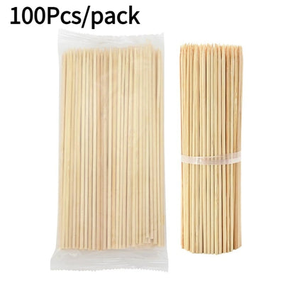 Disposable Bamboo Skewers, 100 Pack, 15-30cm Sizes for BBQ, Fruit and Snacks