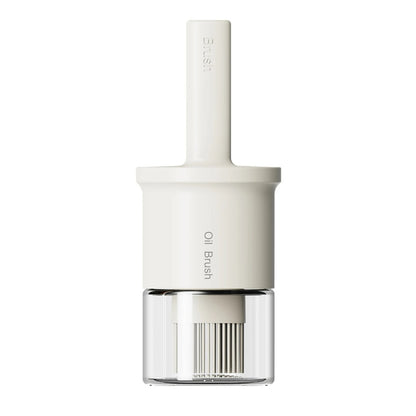 2-in-1 300ml Glass Oil Dispenser Bottle with Brush for BBQ and Baking - White