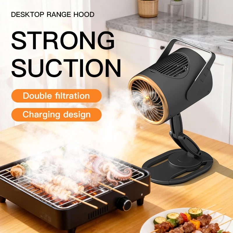 Portable Foldable Desktop Range Hood with Fume Filter, Charging or Plug-in