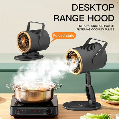 Portable Foldable Desktop Range Hood with Fume Filter, Charging or Plug-in