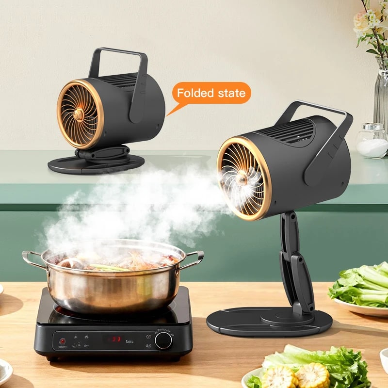 Portable Foldable Desktop Range Hood with Fume Filter, Charging or Plug-in - Plug-in-Black