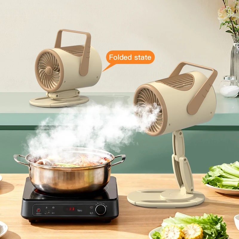 Portable Foldable Desktop Range Hood with Fume Filter, Charging or Plug-in - Plug-in-Yellow