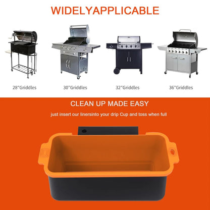 Foldable Silicone BBQ Grease Liner Tray, Reusable Drip Cup Insert, 21.5cm