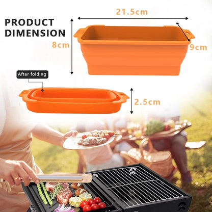 Foldable Silicone BBQ Grease Liner Tray, Reusable Drip Cup Insert, 21.5cm