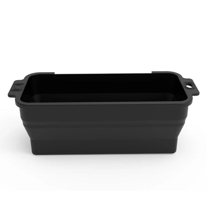 Foldable Silicone BBQ Grease Liner Tray, Reusable Drip Cup Insert, 21.5cm - black