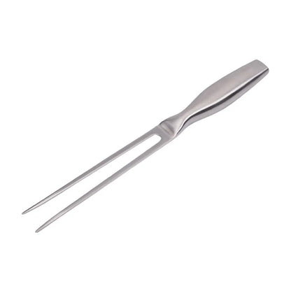Stainless Steel BBQ Grill Fork, 27cm Silver 2-Fork Meat Cooking Tool