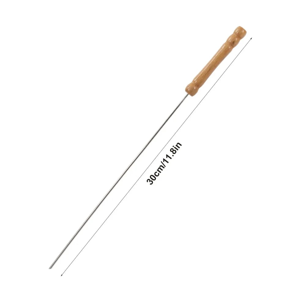 BBQ Skewers with Wooden Handles, 30cm Metal Grilling Sticks, Pack of 10