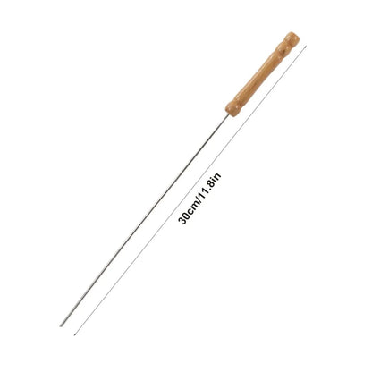 BBQ Skewers with Wooden Handles, 30cm Metal Grilling Sticks, Pack of 10