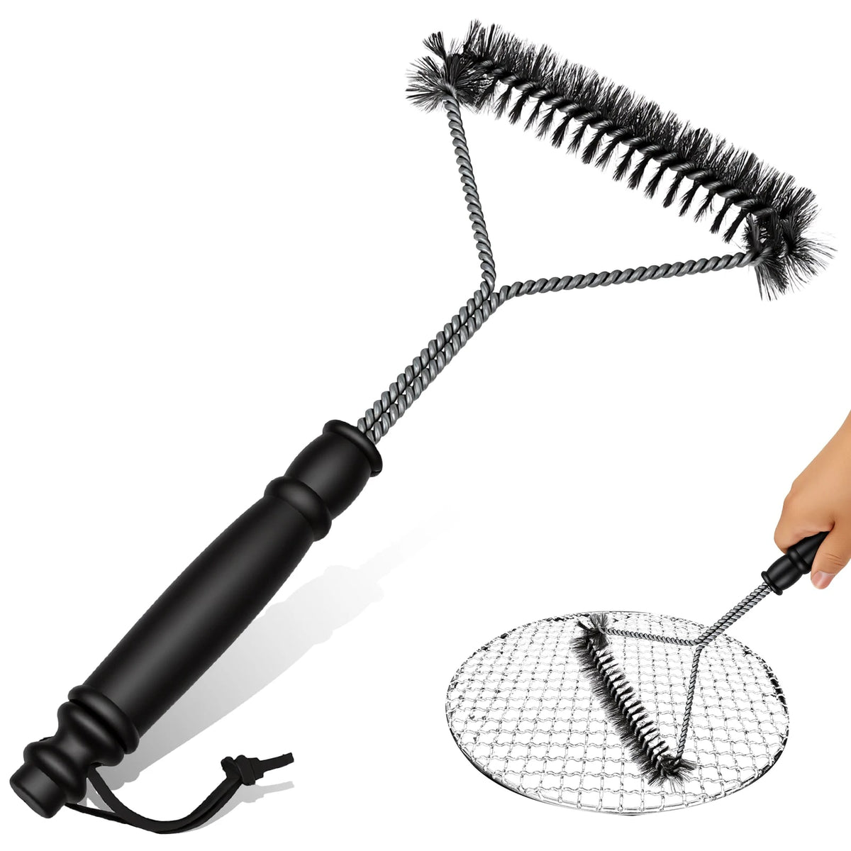 Stainless Steel BBQ Grill Brush with Triangular Bristle Layout, 30.5cm