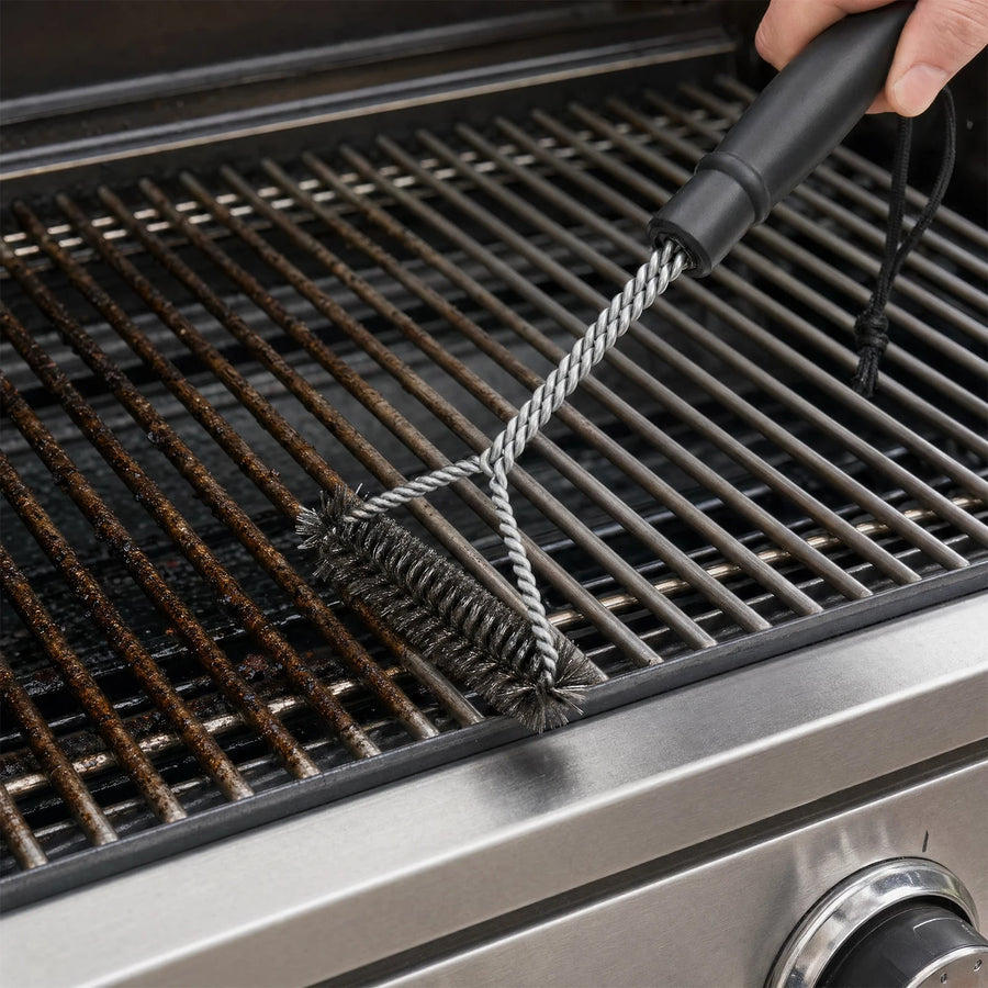 Stainless Steel BBQ Grill Brush with Triangular Bristle Layout, 30.5cm