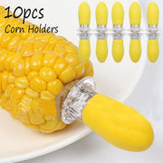 Stainless Steel Corn Holders, Yellow, 10-Piece Set, 8cm