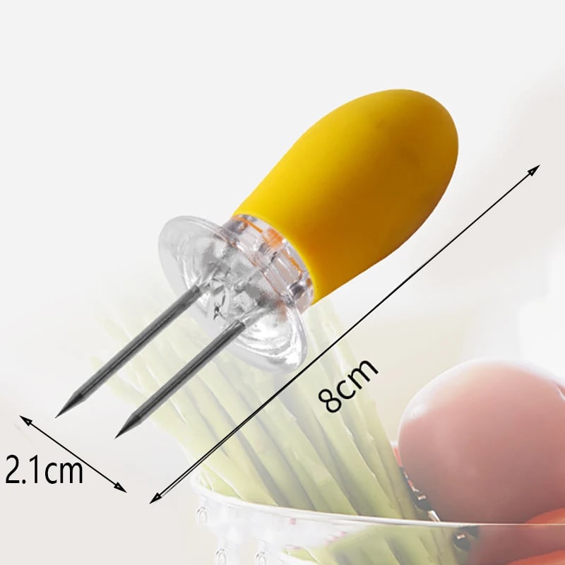 Stainless Steel Corn Holders, Yellow, 10-Piece Set, 8cm
