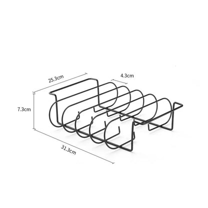 BBQ Rib Rack Metal Roasting Stand 31.3 x 25.3 x 7.3cm, Black or Silver