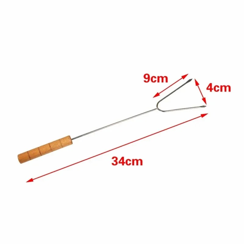 Stainless Steel BBQ Fork Skewers with Wooden Handles, 34cm, 5 Piece Set