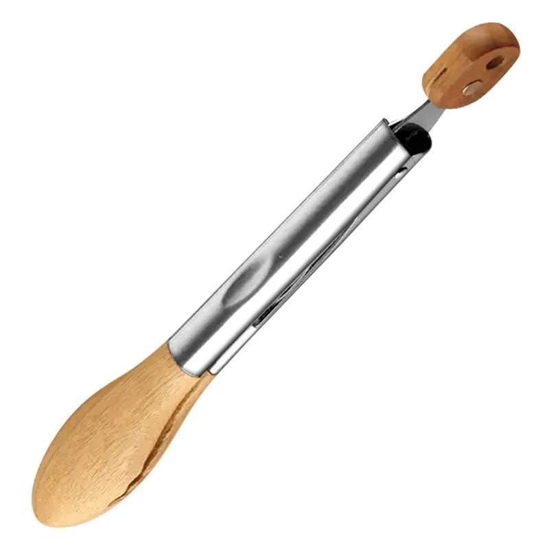 Food Tongs for BBQ and Serving, Stainless Steel with Walnut or Acacia Wood Handles - 9inch acacia wood
