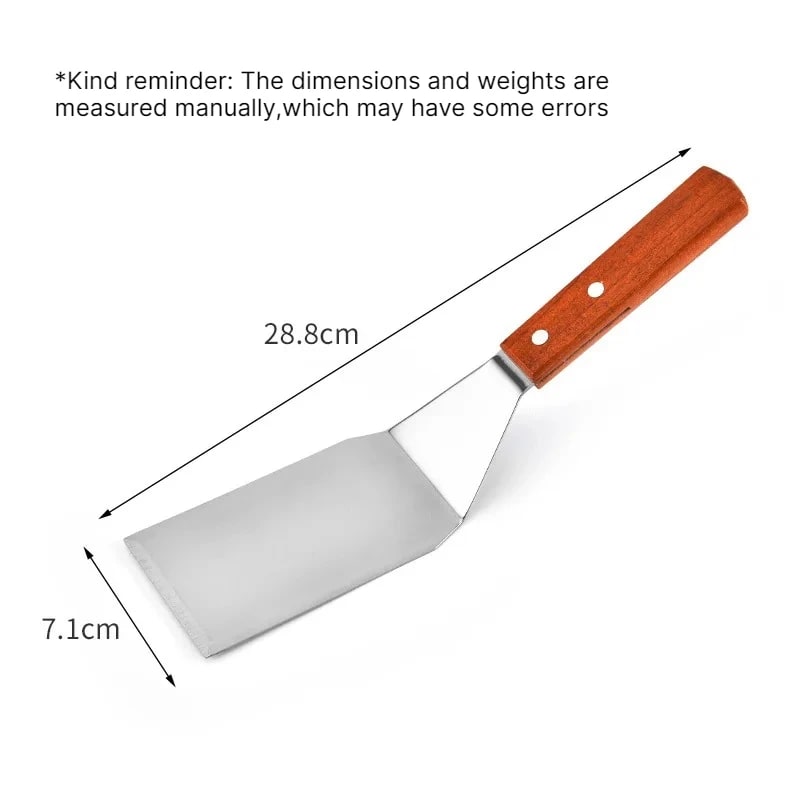 Stainless Steel BBQ Spatula with Wooden Handle, 28.5-28.8cm, 2 Options